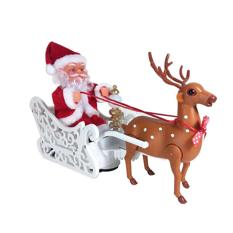 Electric Reindeer Pulling Sleigh Christmas Toy For Home Decor