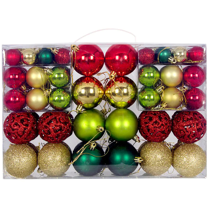 100-Piece Christmas Ornament Ball Set PVC Decor For Home Decor