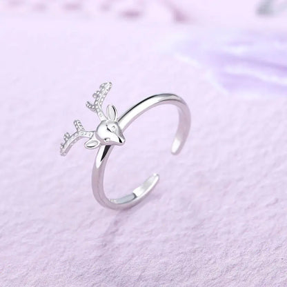 Silver & Platinum Plated Reindeer Ring Ladies Christmas Gift