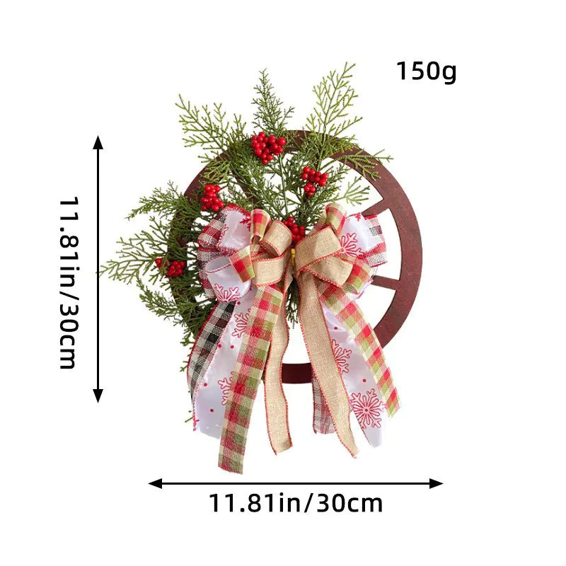 Wooden Christmas Wreath With Pinecones & Wheel Design For Home Decor