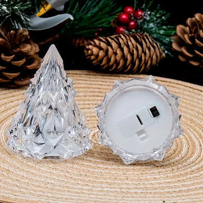 LED Flameless Crystal Mini Christmas Tree Night Light (1PC) For Home Decor