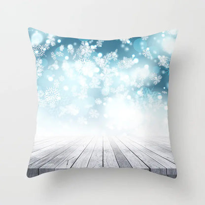 Christmas Snowflake Print Polyester Pillowcase For Home Decor