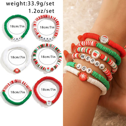 European American Christmas Letters Beaded Bracelet Set