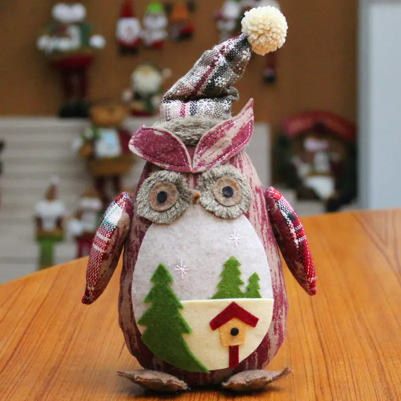Holiday Owl Figurine For Christmas Decoration For Home Decor