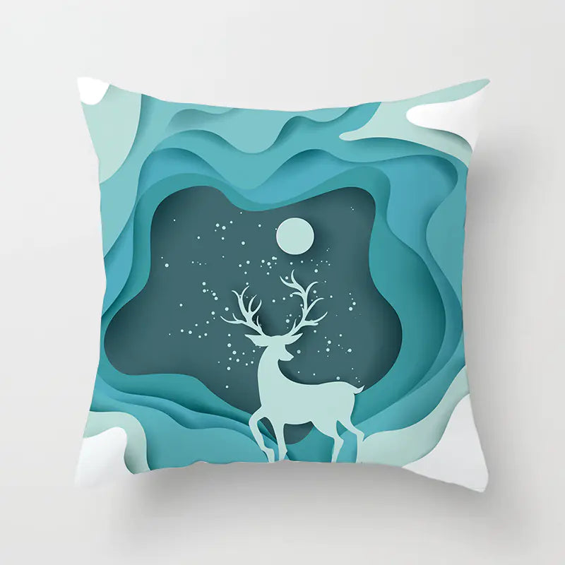 Christmas Snowflake Print Polyester Pillowcase For Home Decor