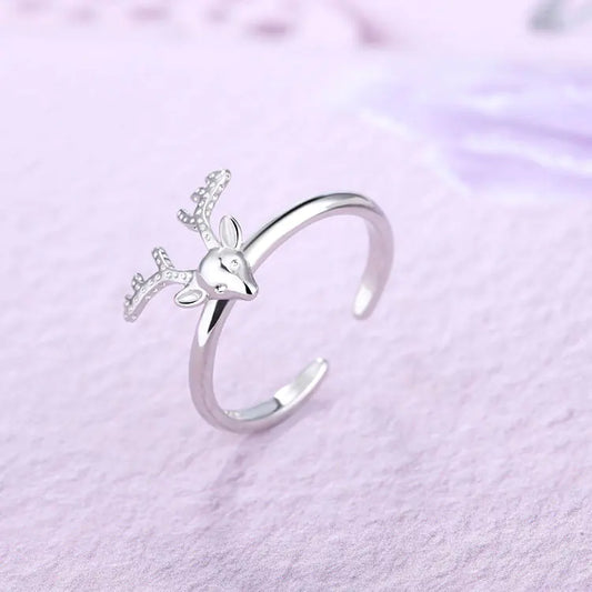 Silver & Platinum Plated Reindeer Ring Ladies Christmas Gift