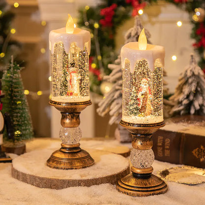 Christmas Candle Lights - Crystal Snowfall Decoration For Home Decor