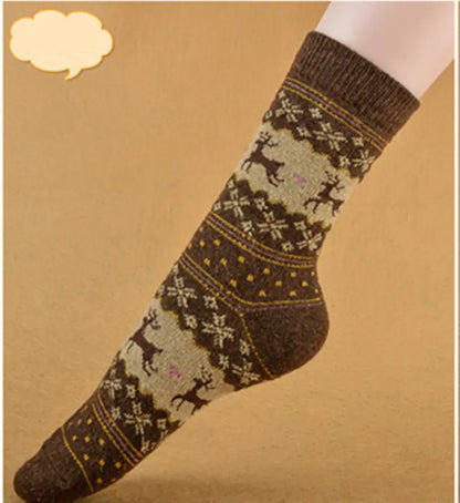 Warm Retro Christmas Print Socks For Women