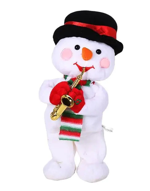 Christmas Decor Santa Reindeer Snowman Music Playing Saxophone Toy For Home Decor