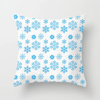 Christmas Snowflake Print Polyester Pillowcase For Home Decor