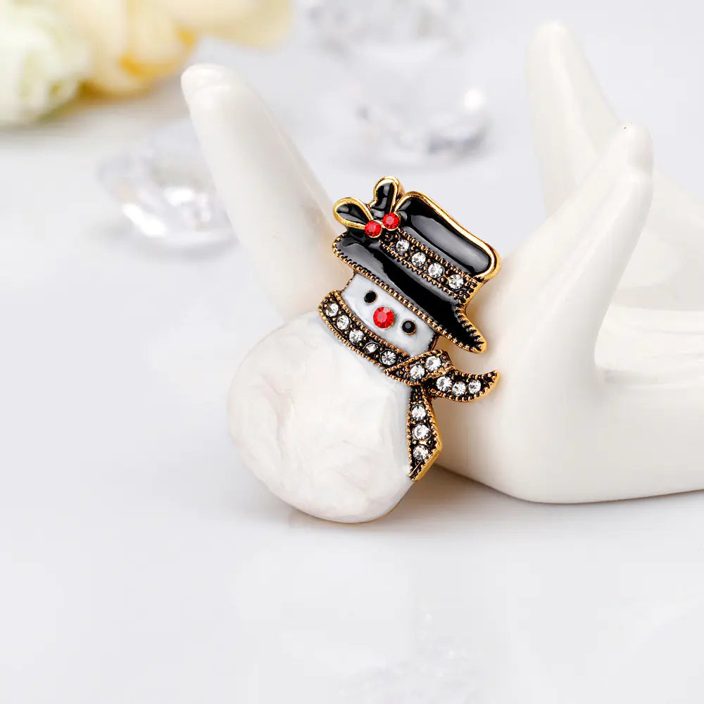 Christmas Snowman Diamond Brooch - Stylish Gift Pin