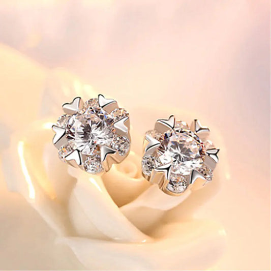 S925 Silver Snowflake Earrings for Women, Christmas Gift
