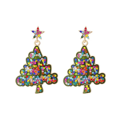 Fashionable Star Letter Pearl Christmas Tree Earrings