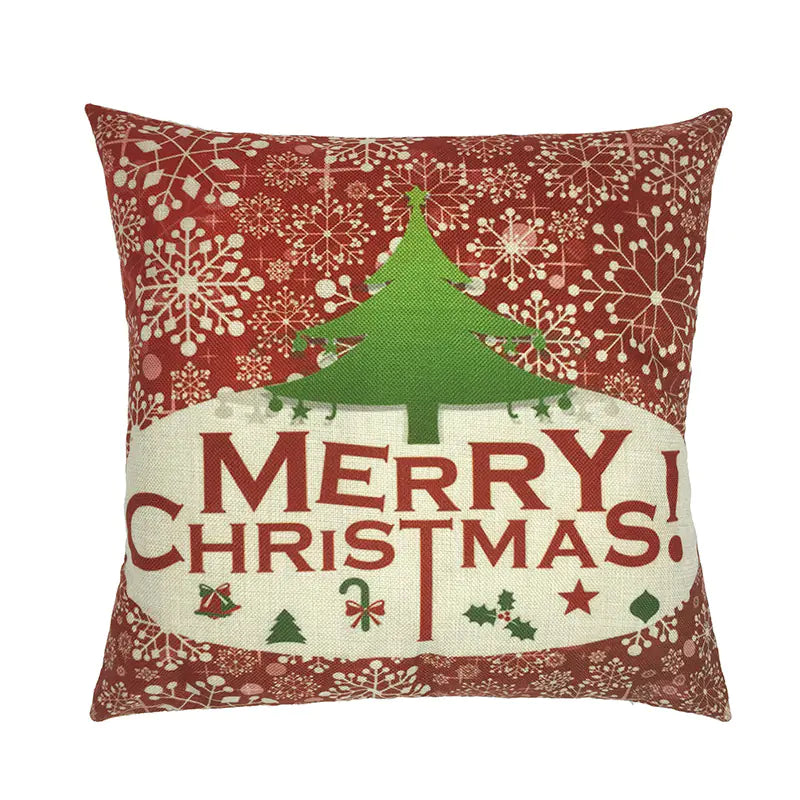 Christmas Santa & Reindeer Cotton Linen Pillow Covers