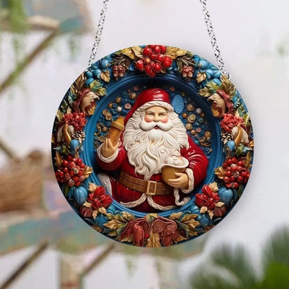 Christmas Ceramic Santa Acrylic Hanging Decoration For Home Decor