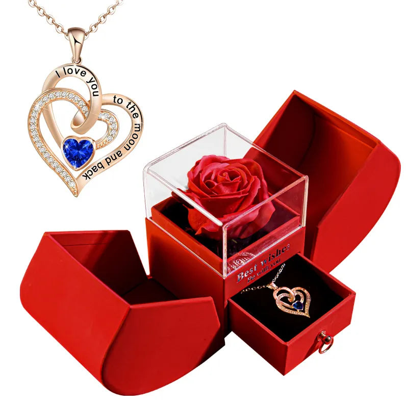 Elegant Christmas Rose Jewelry Box & Necklace
