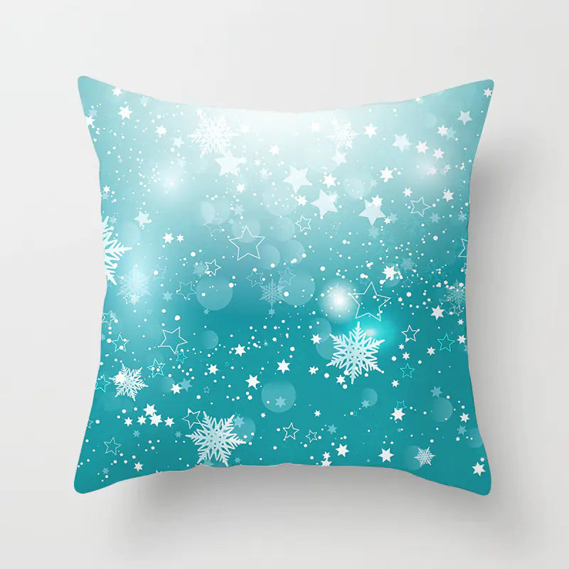 Christmas Snowflake Print Polyester Pillowcase For Home Decor