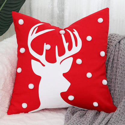 Christmas Tree Gold Foil Deer Cushion Cover For Home Decor