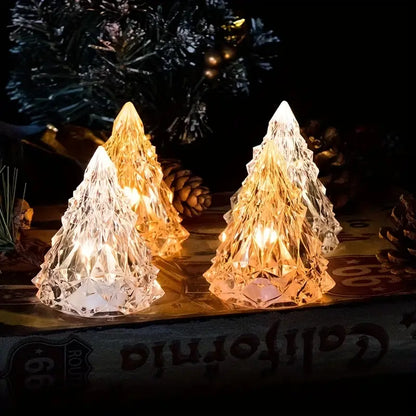 LED Flameless Crystal Mini Christmas Tree Night Light (1PC) For Home Decor